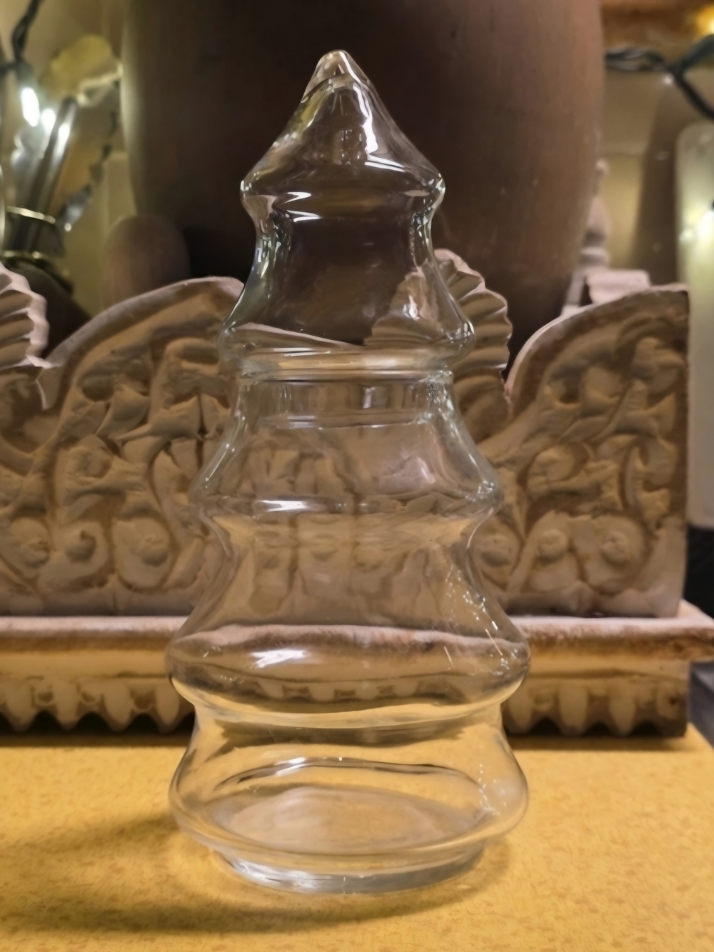Vintage Libbey Apothecary Clear Glass Tree Shaped Jar With Lid